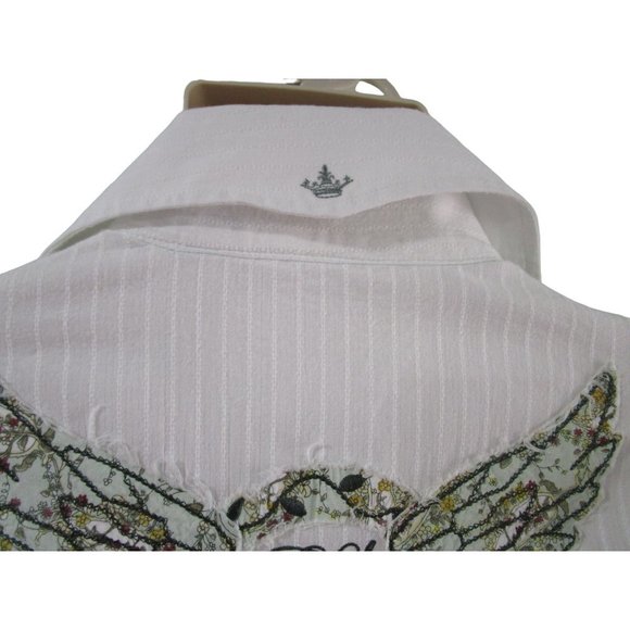 English Laundry Mod Mens Med Button Up Casual Embroidered Applique Flip Cuff EUC - Picture 8 of 16